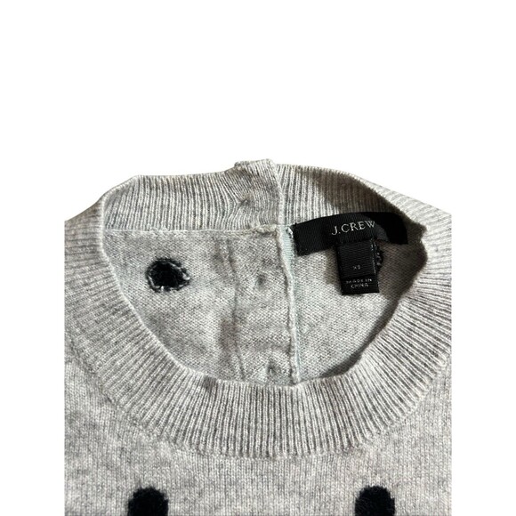 J.Crew 100% Cashmere Gray Sweater Black Polka Dot Women’s Sz XS - Picture 2 of 10